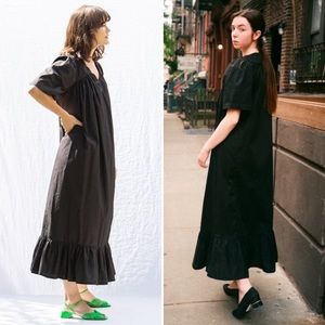 Tigre et Tigre Rolf Cotton Poplin Midi Dress (Black)